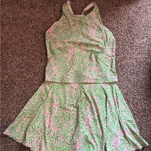 Fabletics Green and Pink Skirt Set